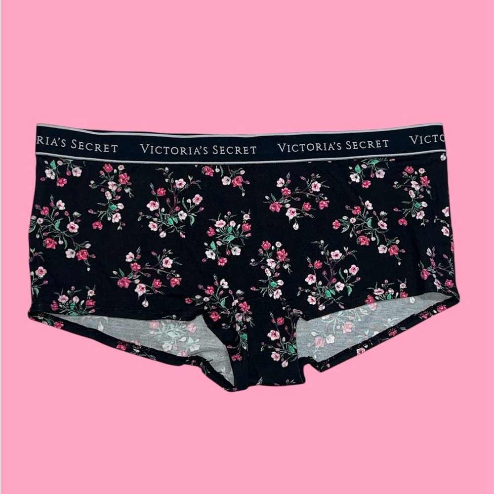 PINK Victoria's Secret Black Floral Panties new